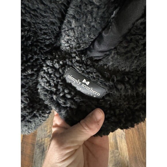 Simply Southern 1/4 Zip Sherpa Fleece Pullover Mock Neck Jacket Gray Women Sz S - Picture 3 of 9